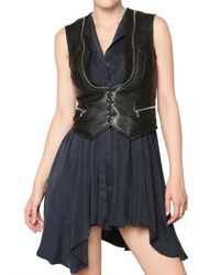 Balmain Black Biker Leather Vest