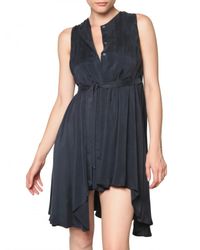 Balmain | Blue Asymmetric Pleated Cupro Dress | Lyst