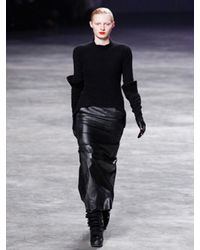 Rick Owens | Black Waxed Cotton Long Skirt | Lyst