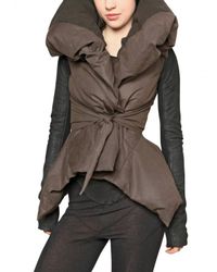 Rick Owens | Brown Waxed Cotton Down Jacket | Lyst