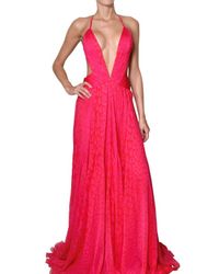 Roberto Cavalli | Multicolor Leopard Print Silk Chiffon Long Dress | Lyst