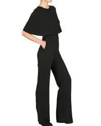 Valentino | Black Caped Stretch Viscose Cady Jumpsuit | Lyst