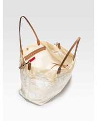 Valentino | Natural Glamorous Large Straw & Lace Tote Bag | Lyst