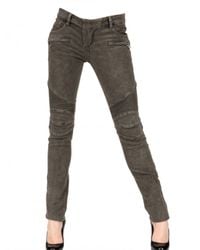 Balmain | Black Washed Fustian Biker Jeans | Lyst