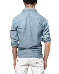 Balmain | Blue Stoned Washed Denim Shirt for Men | Lyst