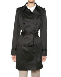 Burberry Prorsum | Black Cotton Satin Trench Coat | Lyst