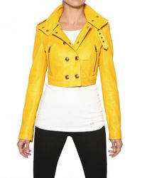 Burberry | Yellow Holmbridge Nappa Short Leather Jacket | Lyst