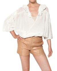 Chloé | White Ruffled Cotton Voile Shirt | Lyst