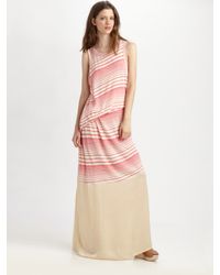 CLU | Pink Striped Crewneck Maxi Dress | Lyst