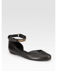 Derek Lam | Black Sorella Leather Ankle-strap Ballet Flats | Lyst