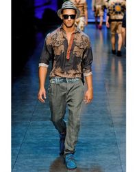 Dolce & Gabbana | Black Silk & Linen Blouse Shirt for Men | Lyst