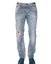 Dolce & Gabbana | Blue 19cm Distressed Denim Gold Fit Jeans for Men | Lyst