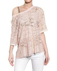 Dolce & Gabbana | Natural Satin Trim Viscose Lace Top | Lyst