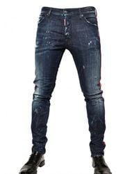 DSquared² | Blue 16,5cm Leather Side Seams Cool Guy Jeans for Men | Lyst