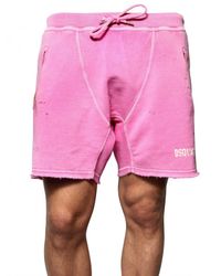 DSquared² | Pink Paint Spots Cotton Fleece Sweat Shorts for Men | Lyst