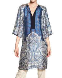 Etro | Black Paisley Print Jersey Wrap Dress | Lyst