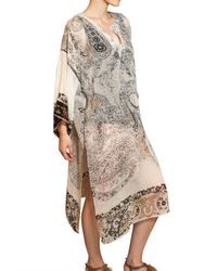 Etro | Multicolor Printed Silk Georgette Kaftan Dress | Lyst