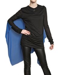 Gareth Pugh | Blue Silk Chiffon Cape On Modal Jersey Top | Lyst