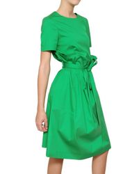 Jil Sander | Green Stretch Cotton Poplin Dress | Lyst