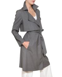 Jil Sander | Gray Stretch Cool Wool Trench Coat | Lyst