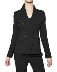 John Richmond | Black Pin Striped Merino Wool Flannel Jacket | Lyst