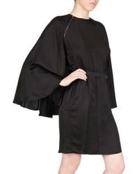 Lanvin | Black Washed Satin Matt Cape Dress | Lyst