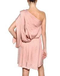 Lanvin | Pink Washed Fluid Silk Satin Dress | Lyst