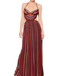 M Missoni | Multicolor Striped Lurex Knit Cut Out Ba Long Dress | Lyst