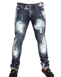 Philipp Plein | Blue 18cm Distressed Painted Denim Jeans for Men | Lyst