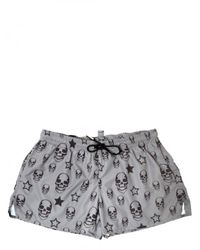 Philipp Plein | Gray Skull Printed Nylon Shorts for Men | Lyst