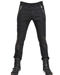 Balmain | Black 17cm Nappa Inserts Biker Jeans for Men | Lyst