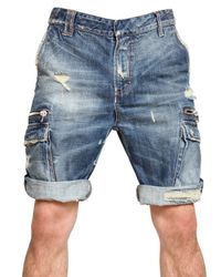 Balmain | Blue Destroyed Washed Denim Shorts for Men | Lyst