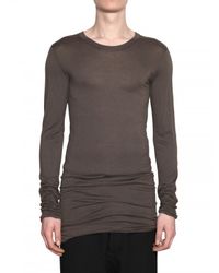 Rick Owens Silk Viscose Jersey T-shirt in Brown for Men | Lyst