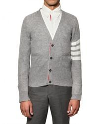 Thom Browne | Gray Cashmere & Cotton Ribbed Knit Sweater for Men | Lyst