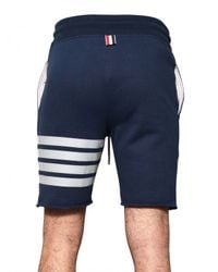 Thom Browne | Blue Raw Cut Cotton Fleece Shorts for Men | Lyst