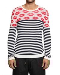 Tom Rebl | Red Lips and Stripey Knit Long Sleeved Sweat for Men | Lyst