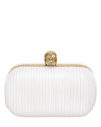 Alexander McQueen | White Skull Pleated Leather Box Clutch | Lyst