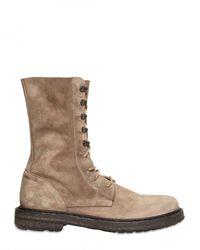 Ann Demeulemeester | Natural Waxed Suede Lace Up Boots for Men | Lyst