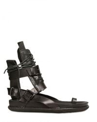 Ann Demeulemeester | Black Calfskin Lace Up Sandals for Men | Lyst