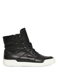 Balmain | Black Zipped Calfskin High Top Sneakers for Men | Lyst