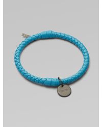 Bottega Veneta | Blue Braided Leather Bracelet | Lyst