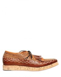 Burberry Prorsum | Brown Fringed Stitched Calfskin Lace-up Shoes for Men | Lyst