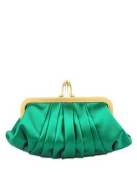Christian Louboutin | Green Loubi Croissant Satin Clutch | Lyst