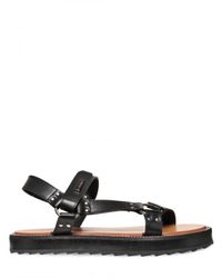 DSquared² | Black 20mm Leather Ring Sandals for Men | Lyst