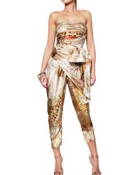 Ferragamo | Natural Safari Print Multi Layer Crepe De Chine | Lyst