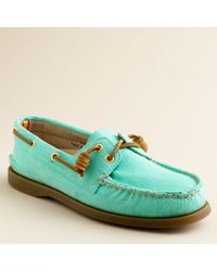 J.Crew | Green Sperry Top-Sider® Authentic Original 2-Eye Boat Shoes in Twill | Lyst