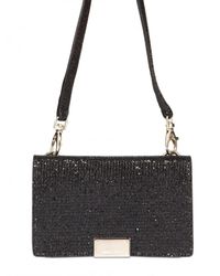 Jimmy Choo | Black Glitter Fabric I-phone Case Shoulder Bag | Lyst