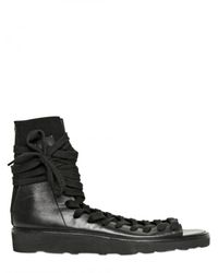 Kris Van Assche | Black Back Zip Lace Up Calfskin Sandals for Men | Lyst