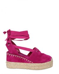 Ralph Lauren | Pink 70mm Suede Espadrillas Wedges | Lyst
