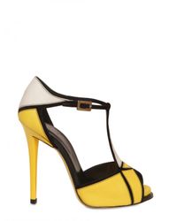 Roger Vivier 120mm Prismick Leather & Suede Sandals in Yellow - Lyst